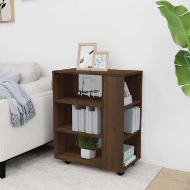 vidaXL Ντουλάπι Με Ροδάκια Καφέ Δρυς 60x35x75cm Επεξεργ. Ξύλο 1 τεμ.