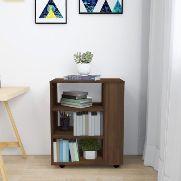 vidaXL Ντουλάπι Με Ροδάκια Καφέ Δρυς 60x35x75cm Επεξεργ. Ξύλο 1 τεμ.