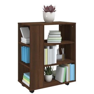 vidaXL Ντουλάπι Με Ροδάκια Καφέ Δρυς 60x35x75cm Επεξεργ. Ξύλο 1 τεμ.