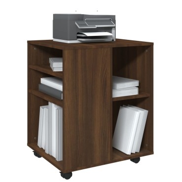vidaXL Ντουλάπι Με Ροδάκια Καφέ Δρυς 60x53x72cm Επεξεργ. Ξύλο 1 τεμ.