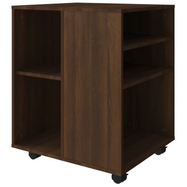 vidaXL Ντουλάπι Με Ροδάκια Καφέ Δρυς 60x53x72cm Επεξεργ. Ξύλο 1 τεμ.