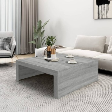 vidaXL Τραπεζάκι Σαλονιού Γκρι Sonoma 100x100x35cm Επεξεργασμένο Ξύλο 1 τεμ.