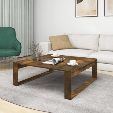 vidaXL Τραπεζάκι Σαλονιού Καπνιστή Δρυς 100x100x35cm Επεξεργ. Ξύλο 1 τεμ.