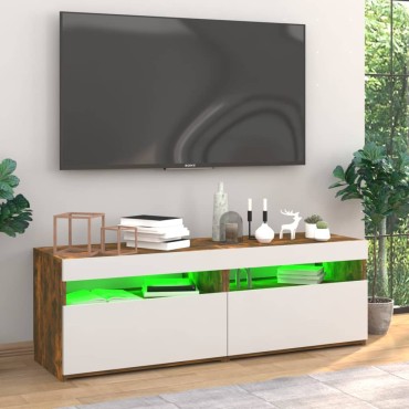 vidaXL Έπιπλα Τηλεόρασης με LED 2 τεμ. Καπνιστή Δρυς 60x35x40cm