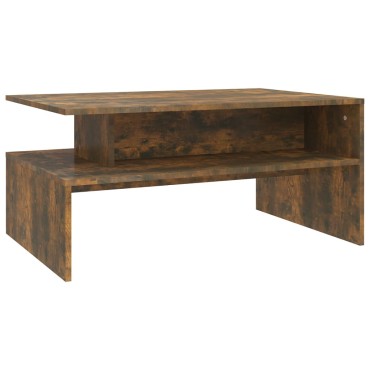vidaXL Τραπεζάκι Σαλονιού Καπνιστή Δρυς 90x60x42,5cm Επεξεργ. Ξύλο 1 τεμ.