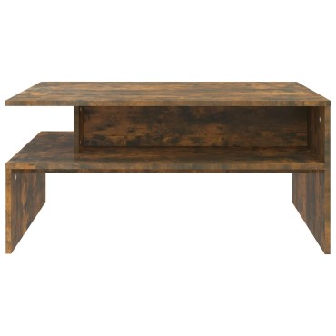 vidaXL Τραπεζάκι Σαλονιού Καπνιστή Δρυς 90x60x42,5cm Επεξεργ. Ξύλο 1 τεμ.