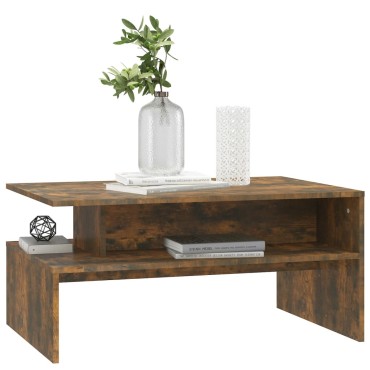 vidaXL Τραπεζάκι Σαλονιού Καπνιστή Δρυς 90x60x42,5cm Επεξεργ. Ξύλο 1 τεμ.