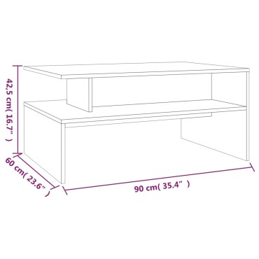 vidaXL Τραπεζάκι Σαλονιού Καπνιστή Δρυς 90x60x42,5cm Επεξεργ. Ξύλο 1 τεμ.