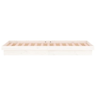 vidaXL Πλαίσιο Κρεβατιού με LED Λευκό 90 x 200 εκ. από Μασίφ Ξύλο