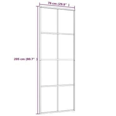 vidaXL Συρόμενη Πόρτα Μαύρη 76 x 205 εκ. από Γυαλί ESG και Αλουμίνιο