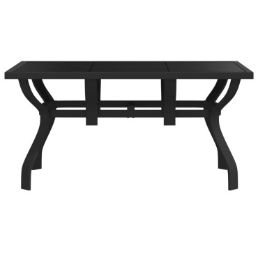 vidaXL Τραπέζι Κήπου Μαύρο 140x70x70cm από Ατσάλι και Γυαλί 1 τεμ.