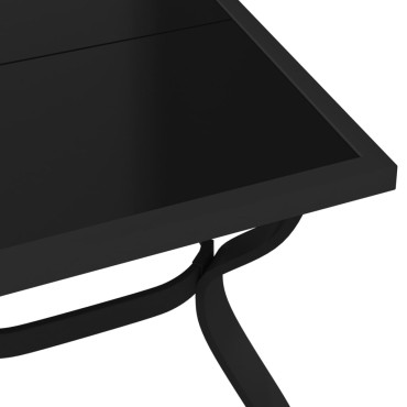 vidaXL Τραπέζι Κήπου Μαύρο 140x70x70cm από Ατσάλι και Γυαλί 1 τεμ.