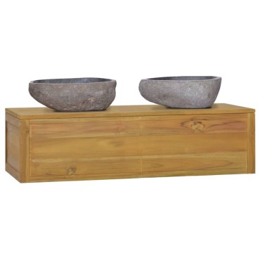 vidaXL Έπιπλο Μπάνιου Επιτοίχιο 110x45x30cm από Μασίφ Ξύλο Teak 1 τεμ.