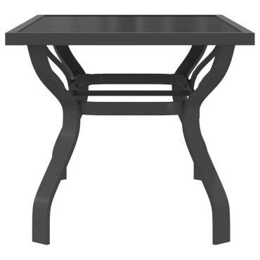 vidaXL Τραπέζι Κήπου Γκρι & Μαύρο 140x70x70cm από Ατσάλι και Γυαλί 1 τεμ.