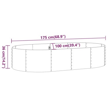 vidaXL Ζαρντινιέρα Γκρι 175x100x36 εκ. Ατσάλι με Ηλεκτρ. Βαφή Πούδρας