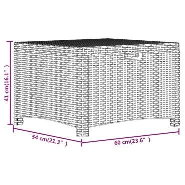 vidaXL Μπαούλο Αποθήκευσης Κήπου Καφέ 60x54x41cm Ρατάν Πολυπρ/νίου 1 τεμ.