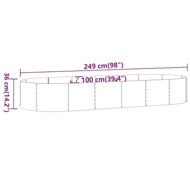 vidaXL Ζαρντινιέρα Γκρι 249x100x36 εκ. Ατσάλι με Ηλεκτρ. Βαφή Πούδρας