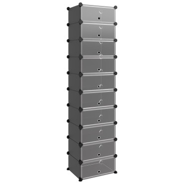 vidaXL Παπουτσοθήκη Μαύρη 44x32x174cm από Πολυπροπυλένιο