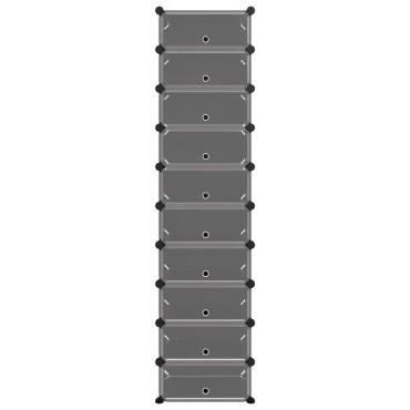 vidaXL Παπουτσοθήκη Μαύρη 44x32x174cm από Πολυπροπυλένιο
