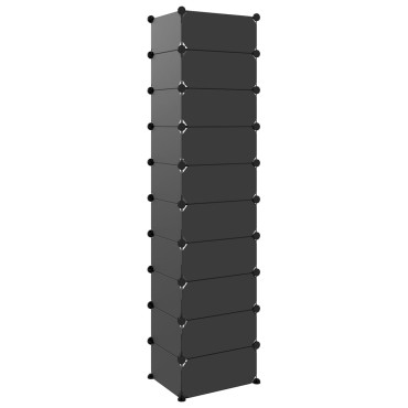 vidaXL Παπουτσοθήκη Μαύρη 44x32x174cm από Πολυπροπυλένιο