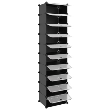 vidaXL Παπουτσοθήκη Μαύρη 44x32x174cm από Πολυπροπυλένιο