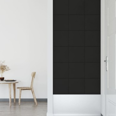 vidaXL Πάνελ Τοίχου 12 τεμ. Μαύρα 30 x 30 εκ. 1,08 μ² Βελούδινα