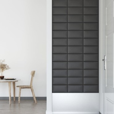 vidaXL Πάνελ Τοίχου 12 τεμ. Γκρι 30 x 15 εκ. 0,54 μ² Συνθετικό Δέρμα