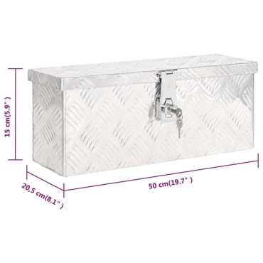 vidaXL Κουτί Αποθήκευσης Ασημί 50x15x20,5 εκ. από Αλουμίνιο