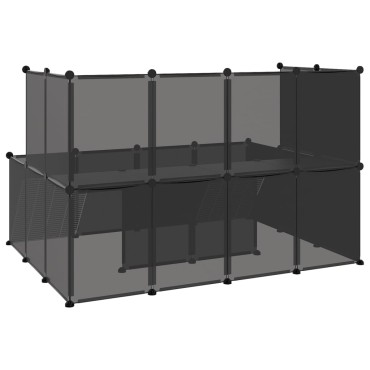vidaXL Κλουβί Μικρών Ζώων Μαύρο 143x107x93 εκ. Πολυπροπυλένιο & Ατσάλι