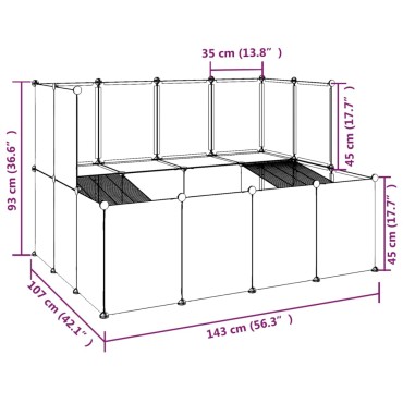vidaXL Κλουβί Μικρών Ζώων Μαύρο 143x107x93 εκ. Πολυπροπυλένιο & Ατσάλι
