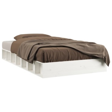 vidaXL Πλαίσιο Κρεβατιού Λευκό 75x190cm Μασίφ Ξύλο Small Single 1 τεμ. - Μονό