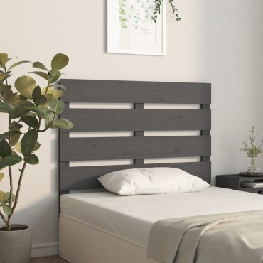 vidaXL Κεφαλάρι Κρεβατιού Γκρι 100x3x80cm από Μασίφ Ξύλο Πεύκου 1 τεμ.