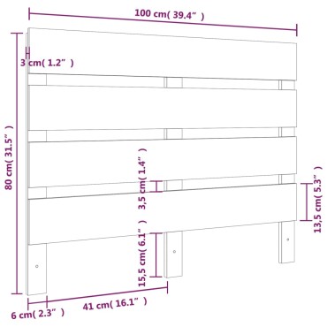 vidaXL Κεφαλάρι Κρεβατιού Μελί 100x3x80cm από Μασίφ Ξύλο Πεύκου 1 τεμ.