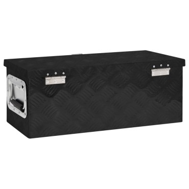 vidaXL Κουτί Αποθήκευσης Μαύρο 60 x 23,5 x 23 εκ. από Αλουμίνιο