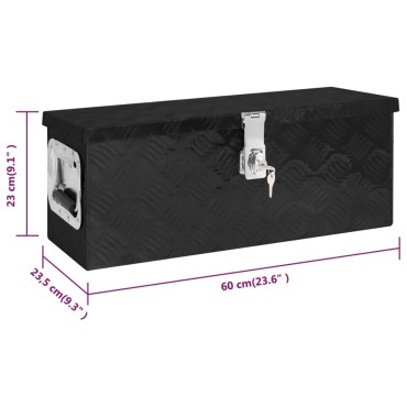 vidaXL Κουτί Αποθήκευσης Μαύρο 60 x 23,5 x 23 εκ. από Αλουμίνιο