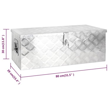 vidaXL Κουτί Αποθήκευσης Ασημί 80 x 39 x 30 εκ. από Αλουμίνιο
