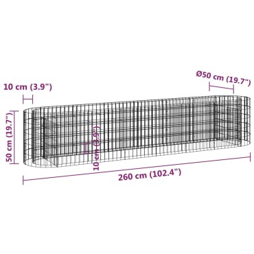 vidaXL Συρματοκιβώτιο-Γλάστρα Υπερυψωμένη 260x50x50 εκ. Γαλβαν. Ατσάλι
