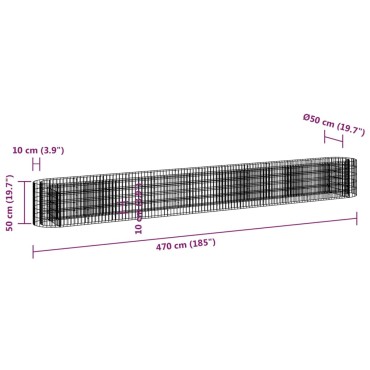 vidaXL Συρματοκιβώτιο-Γλάστρα Υπερυψωμένη 470x50x50 εκ. Γαλβαν. Ατσάλι