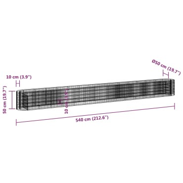 vidaXL Συρματοκιβώτιο-Γλάστρα Υπερυψωμένη 540x50x50 εκ. Γαλβαν. Ατσάλι