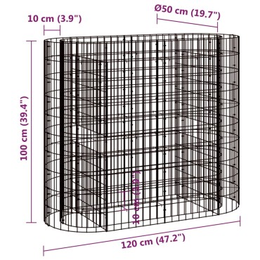 vidaXL Συρματοκιβώτιο-Γλάστρα Υπερυψωμένη 120x50x100 εκ Γαλβαν. Ατσάλι