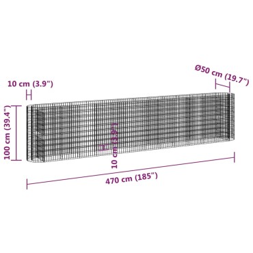 vidaXL Συρματοκιβώτιο-Γλάστρα Υπερυψωμένη 470x50x100 εκ Γαλβαν. Ατσάλι