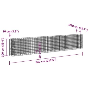 vidaXL Συρματοκιβώτιο-Γλάστρα Υπερυψωμένη 540x50x100 εκ Γαλβαν. Ατσάλι