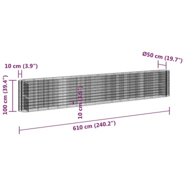 vidaXL Συρματοκιβώτιο-Γλάστρα Υπερυψωμένη 610x50x100 εκ Γαλβαν. Ατσάλι