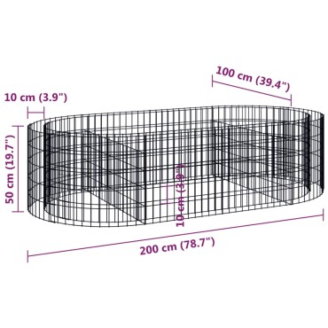 vidaXL Συρματοκιβώτιο-Γλάστρα Υπερυψωμένη 200x100x50 εκ Γαλβαν. Ατσάλι