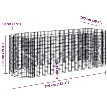 vidaXL Συρματοκιβώτιο-Γλάστρα Υπερυψωμένη 300x100x100 εκ Γαλβ. Ατσάλι