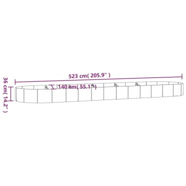 vidaXL Ζαρντινιέρα Ασημί 523x140x36 εκ. Ατσάλι με Ηλεκτρ. Βαφή Πούδρας
