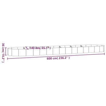 vidaXL Ζαρντινιέρα Ασημί 600x140x36 εκ. Ατσάλι με Ηλεκτρ. Βαφή Πούδρας
