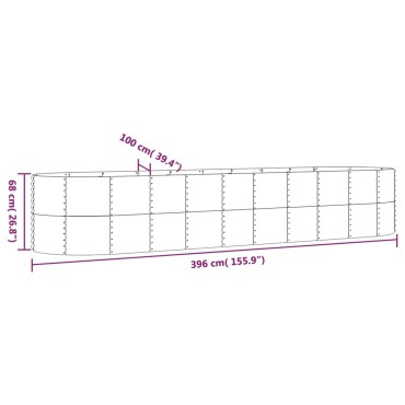 vidaXL Ζαρντινιέρα Ασημί 396x100x68 εκ. Ατσάλι με Ηλεκτρ. Βαφή Πούδρας