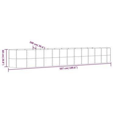 vidaXL Ζαρντινιέρα Ασημί 507x100x68 εκ. Ατσάλι με Ηλεκτρ. Βαφή Πούδρας