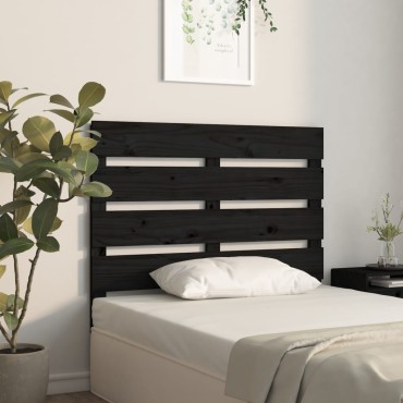vidaXL Κεφαλάρι Κρεβατιού Μαύρο 75x3x80cm από Μασίφ Ξύλο Πεύκου 1 τεμ.